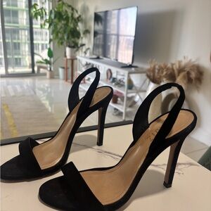 Schutz Black Suede Slingback High Heel Sandals